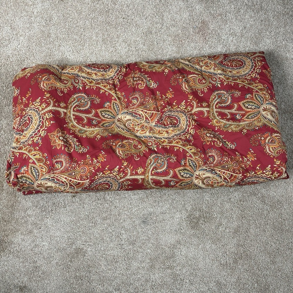 Vtg Lauren Ralph Lauren Comforter Full Queen Red Paisley Reverse Stripe